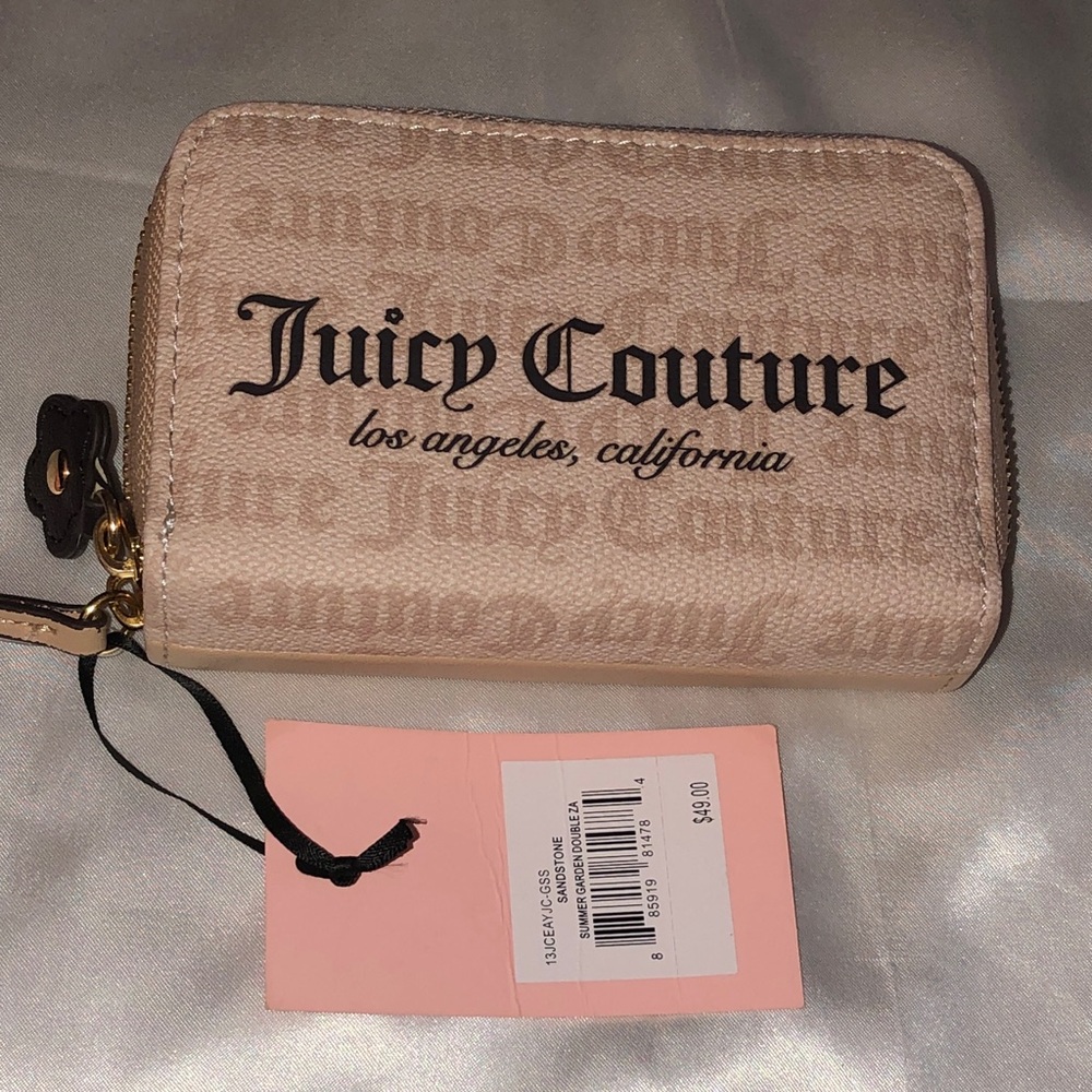 Juicy Couture Sandstone Summer Garden Double Medium ZA Wallet Flower Charm NWT
